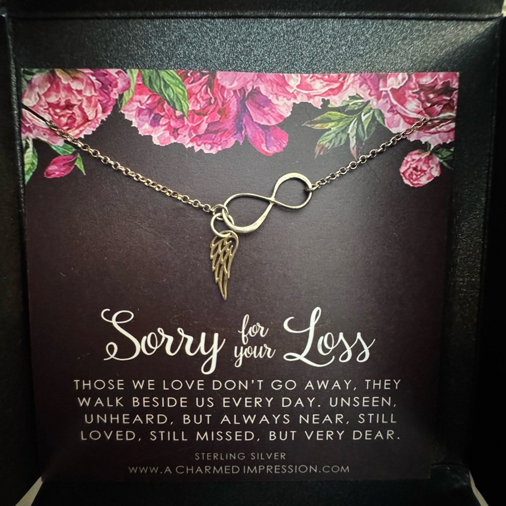 Silver Infinity & Wing Necklace - Sorry for Your Loss Dog Remembrance